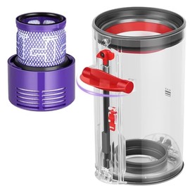 Upgraded Dust Bin Replacement Compatible With Dyson V10 SV12 Animal and Absolute Models Only,Canister Bin for Part No.969509-01 with 1 HEPA Filter