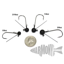 Harmony Fishing - Tungsten Weedless Ball Jigheads [Pack of 5 w/ 10 Bait Pegs] (Ball jig Heads for Swim jigs and Soft Plastics) (3/8oz)