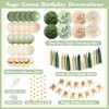 Sage Green Happy Birthday Party Decorations, Retro Green Nude Ivory