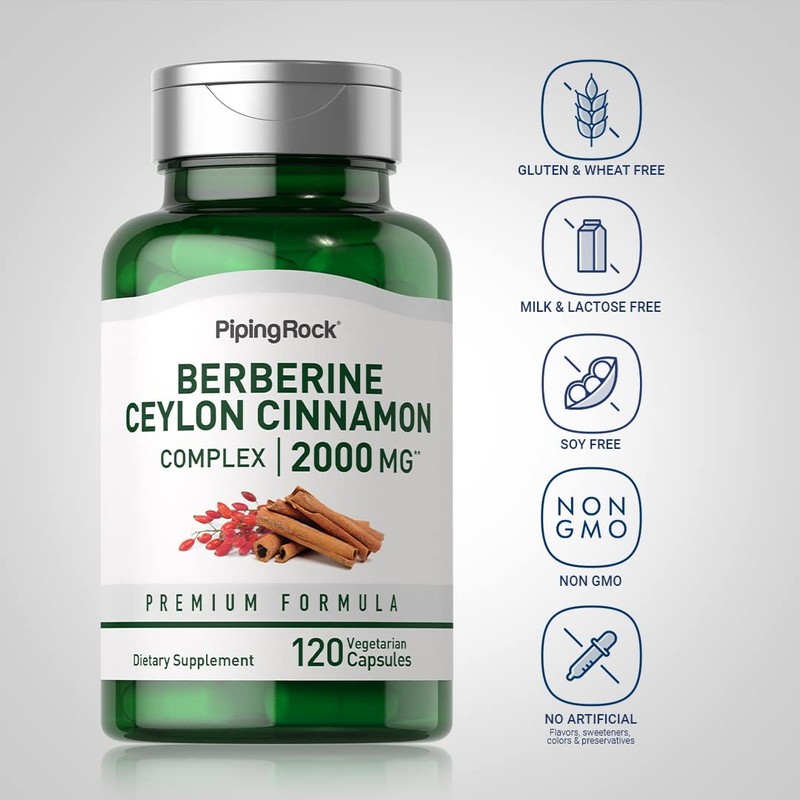 Piping Rock Berberine with Ceylon Cinnamon Supplement | 2000 mg