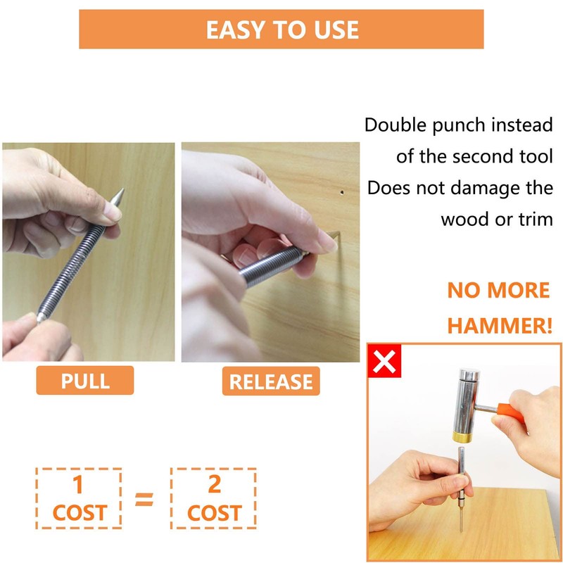 WHLLING 2-Piece Dual Head Nail Setter and Hinge Pin Punch