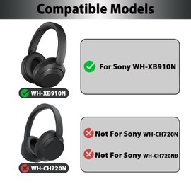 WH-XB910N Replacement Ear Pads, Upgrade Cooling Gel Earpads Cushions for Sony WH-XB910N Noise Cancelling Headphones, Ear Pads Cushions with Soft Memory Foam and Buckle(Black)