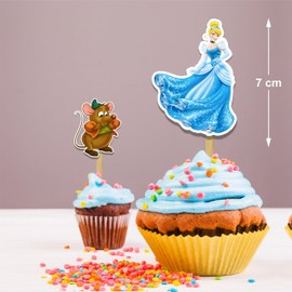 Cnderela Cupcake Topper – Princess Theme Birthday Party Decoration Supplies for Girls – Glitter Fairy Tale Cupcake Decoration – Magical Princess Cupcake Topper for Birthday and Celebration