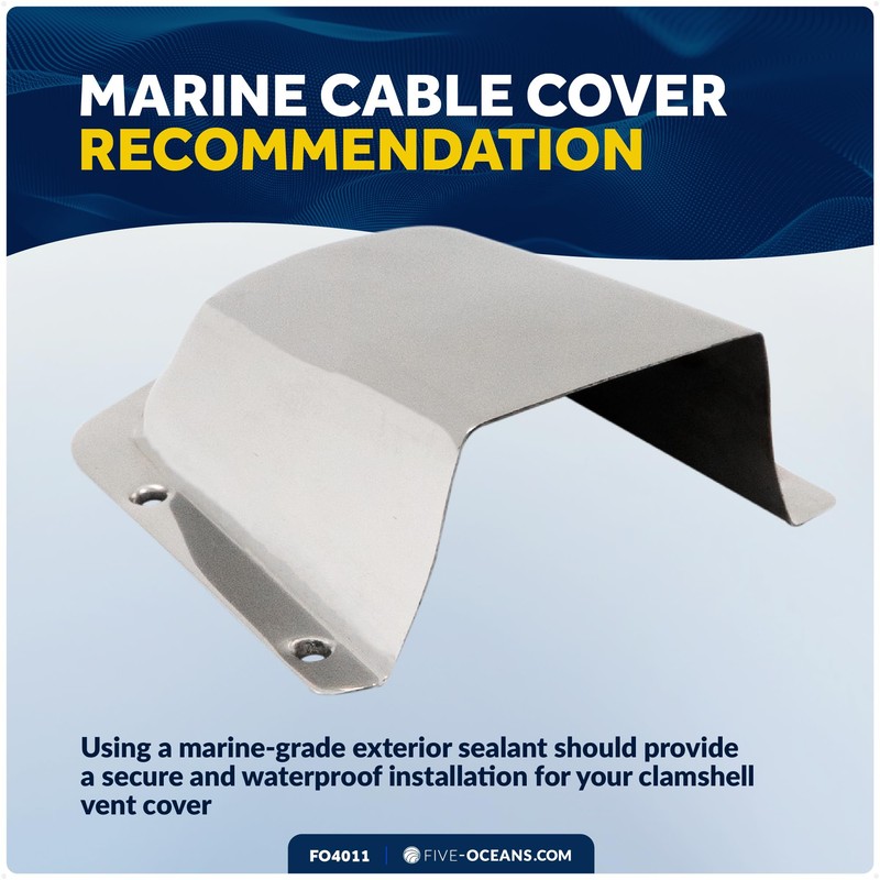 Five Oceans 316 Stainless Steel Clamshell Vent Cover, Base 6-Inch