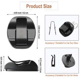 Eyeglasstor 2 Pack Sunglass Holder for Car Visor, Car Sunglasses Holder Clip with One Handed Easy Operation, Visor Sunglasses Holder Clip for Car Air Vent(Black)