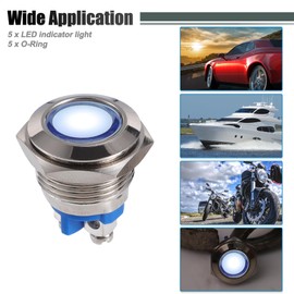 X AUTOHAUX LED Indicator Light 16mm 12V Dash Signal Lamp Interior Multicolor