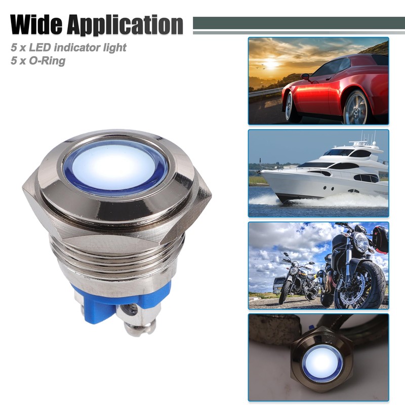 X AUTOHAUX LED Indicator Light 16mm 12V Dash Signal Lamp