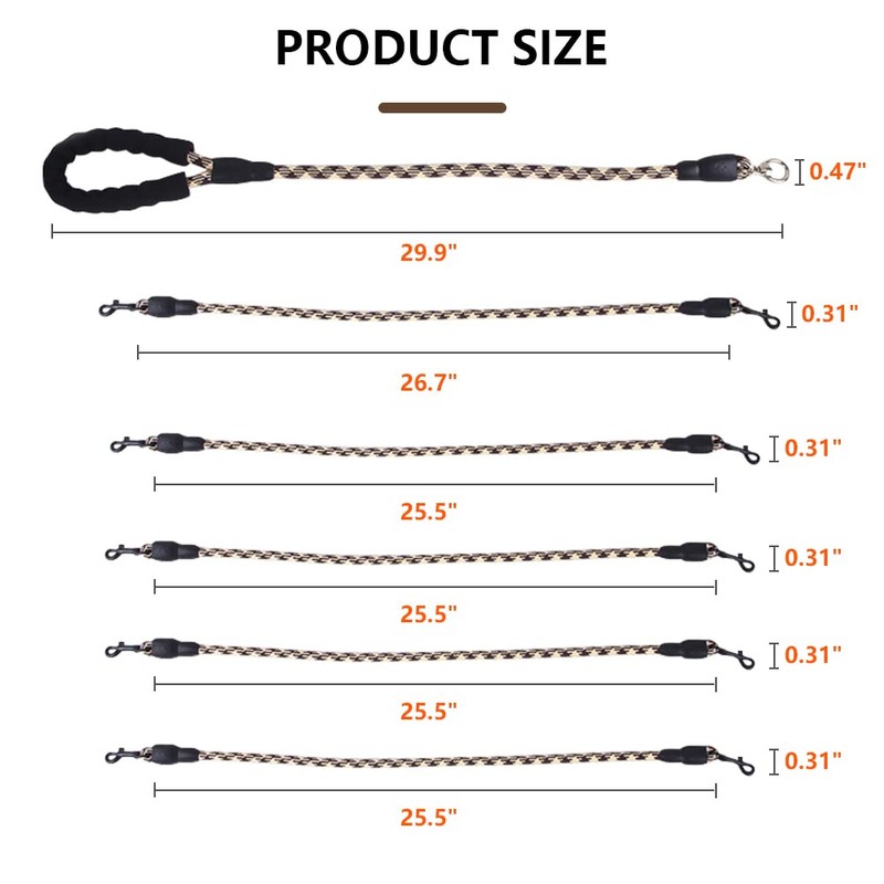 Five Dog Leash,Comfortable Five Dog Leash with Reflective,360 Swivel No