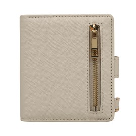 Silensu Small Womens Wallet, RFID Blocking Credit Card Holder Slim Bifold Purse with Zipper Coin Pocket, Keychain, ID Window, White-Cross Grain, Simple