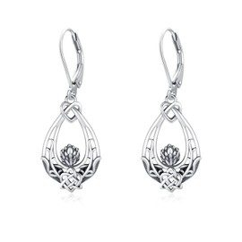 925 Sterling Silver Scottish Thistle Celtic Dangle Drop Earrings Gifts for Women