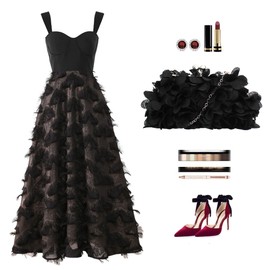 LA HUATE Women's Satin Flowers Evening Clutch Elegant Party Prom Wedding Purse Chain Crossbody Shoulder Bag