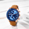 JewelryWe Leather Wristwatch for Men: Waterproof Genuine Leather Luminous Quartz