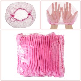 100 Gorros para Cabello Gorro No Tejido de 21 Pulgadas Gorro Elástico de Red para Pelo Sombrero de Cubierta de Pelo y Cabeza para Cosméticos, Salón de Belleza (Rosa)