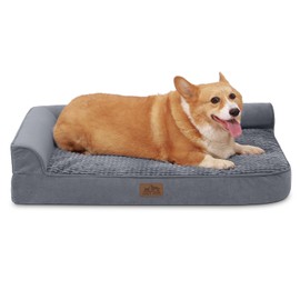 Orthopedic Dog Bed for Dogs,Waterproof Dog Sofa Beds M Size, Supportive Foam Pet Couch Bed with Removable Washable Cover, Waterproof Lining and Nonskid Bottom,Grey(M,36" L x 27" W x 7.5" Th)