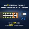 SICSOLINK 8 Ports PoE+ Ethernet Switch 2 Uplink 802.3af/at 120W