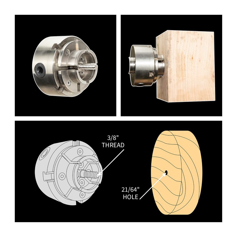 DEEFIINE 4 Inch Wood Lathe Chuck Set 1" x 8