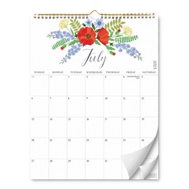 S&O Twelve Flowers 18 Month Wall Calendar 2025-2026 for Home - Tear-Off Monthly Calendar July 2025-Dec 2026 - Academic Wall Calendar - Hanging Organizer to Track Appointments - 13.5"x10.5”in
