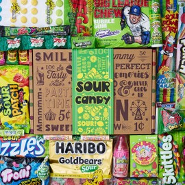 VINTAGE CANDY CO. PREMIUM SOUR CANDY GIFT BOX - Exclusive & Fun Assortment - Snack Gift or Care Package for Candy Lovers - Birthday, Holiday, or Special Occasion for Kids & Adults