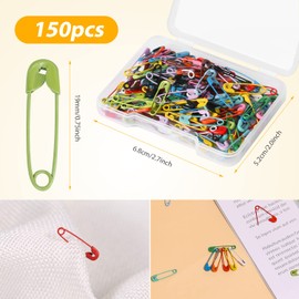 150pcs Safety Pins, 19mm Mini Safety Pins for Clothes Metal Safety Pin for Clothing Sewing Handicrafts Jewelry Making (Colorful)