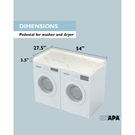 Ilyapa Washer Dryer Countertop - 27.5 x 54 inch Laundry Countertop, Washer and Dryer Covers for The Top, Laundry Room Organization and Storage