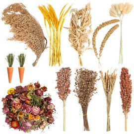 Homaisson Natural Herb Sprays Hamster Bedding, Grain Seed Dried Flowers Hamster Edible Grain Habitat for Dwarf Syrian Gerbils Guinea Pigs