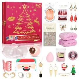 Advent Calendar 2024 for Women, 24 Days of Christmas Countdown Calendar for Women Teen Girls with Jewelry Bath Bombs Scented Candles, Christmas Gifts Set for Women Beauty Fashion Jewelry Advent Calendar