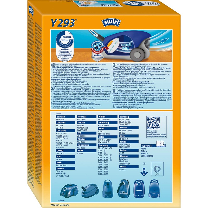 Melitta 197682 Y 293MP Plusairspve4 Dust Bags for Various Brands