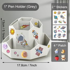 SAMSYOKI Rotating Pen Holder, 360 Rotating Desk Organiser, Rotation Pen Holder with 9 Compartments, Pen Holder Storage Box for Pens, Office Supplies, School Supplies, Makeup Brushes (Grey)