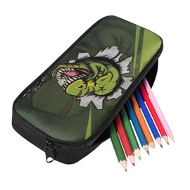 PJHEQOXE 3D Print Dinosaur Pencil Case School Supplies Small Capacity Holder Box Storage Bag Stuff for Kids Boys Marker Pouch Pen for School Office Green
