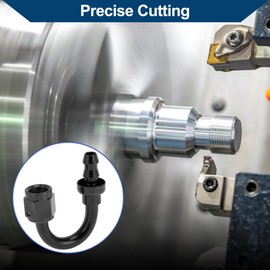 Hihaha AN4 180 Degree 1/4" ID Push Lock Hose Fitting End Aluminum Alloy Fuel Line Car Fuel Oil Hose End Fitting 1 Pc Black