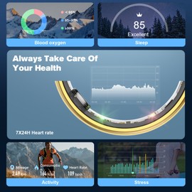 MagLoop Smart Ring Health Tracker for Men/Women,Fitness Ring Sleep Tracker,Fast Charging for Long-Lasting Use,for Pedometer Exercise,Monitor Sleep, Heart Rate, Stress,Waterproof (Silver,11)