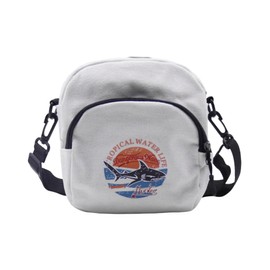 JUMISEE Canvas Shark Crossbody Bags for Men Women Kids Cute Small Cell Phone Bag Shoulder Handbag