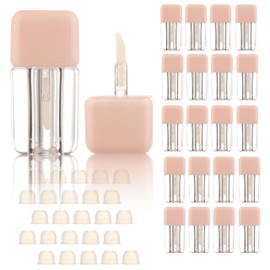 COSIDEA - 25 tubos cuadrados de brillo labial de color rosa aspiradora, 4 ml, tubo de brillo labial de 1.25 onzas con aplicador de varita para botellas de tinte de aceite de labios