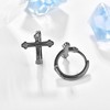 Cross Sterling Silver Tiny Sleeper Hoop Earrings for Men Women