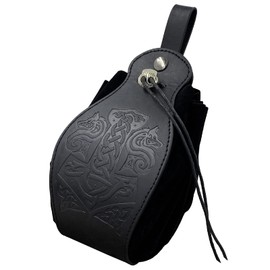 HiiFeuer Medieval Faux Leather Pouch, Portable Drawstring Purse, Vintage Belt Pouch Dice Bag For LARP Ren Faire
