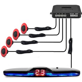 Car Parktronic Parking Built-in Plane Sensors Rear Reversing Backup System with 4 Sensors LED Light Distance Display Warning Buzzer Distance Detection…