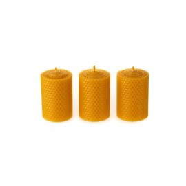 Beeswax Gifts 100% Beeswax Candles Gift Box Set of 3 Scented Pillar Candles for Gift, Home Decor and Meditation (3.3 x 2.15 in, Natural Yellow)