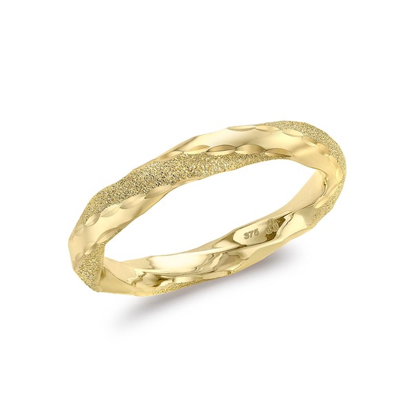Carissima Gold Women's 9ct Yellow Gold 3mm Polished and Textured