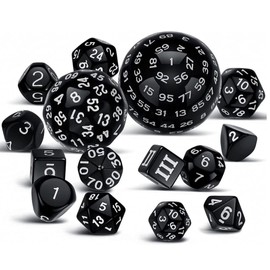 Dice Dice Set D100 Dice Polyhedral Dice Set Black D100 D24 D20 D12 D10 D8 D6 D4 Chinchilo Dice with White Numbers for Table Games Nomadra