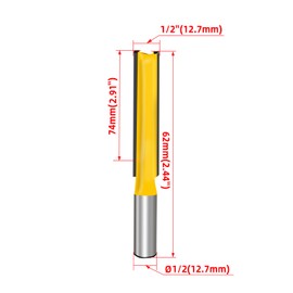 Aopin 1Pcs Lengthening Router Bit 1/2" Cutting Dia 1/2“ Shank Dia 3" Depth Double Flute Straight Bit Carbide for Woodworking Milling Cutter Tool, Yellow