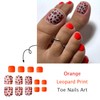Leopard Print Press on Toenails Orange Solid Color Fake Toenails