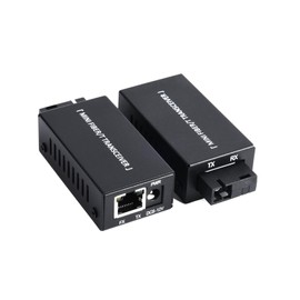 WSOLDMA 1 Pair Mini Gigabit Fibre Optical Media Converter - 100/1000Mbps Optic Transceiver SC to RJ45 Ethernet Switch, 20 km Range with Power Supply