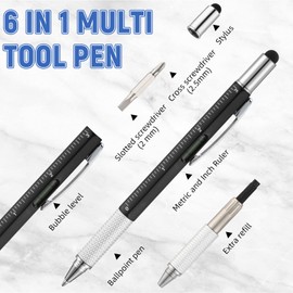 Yeaqee 80 Pcs Multi Tool Pen Gifts for Christmas 6 in 1 Screwdriver Pen Bulk for Men Dad Multi Function Pen with Black Ink Refills,Ruler, Level Gauge, Ballpoint Pen for Father's Day (Vivid Color)