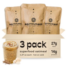 Superfood Oats - 20+ Superfoods + 27 Grams of Fiber Per Serving, Gluten Free High Fiber Oatmeal With Cacao Nibs, Chia Seeds, Cinnamon, Lion’s Mane, Reishi, Ashwagandha – Vegan Superfood Breakfast - Super Fuel (Pack of 3)