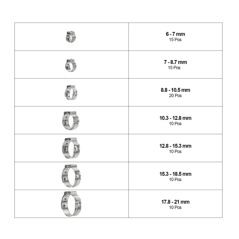 DYWISHKEY 304 Stainless Steel Single Ear Hose Clamps with Pincers