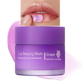 Sleeping Lip Mask, Long-Lasting Nourish & Hydrate Lip Mask, Lip Balm, Lip Skin Care, Hydrating Moisturizing Lip Night Sleep Care Lip Anti-chapped Lip Cream (04# Grape)