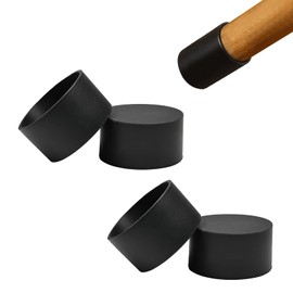 BOPOREAE 4 Pcs 2" (51 mm) Round Chair Leg Tips Caps, Silicone Rubber Furniture Leg Floor Protectors, Reduce Noise Folding Metal Chair Leg Cap Replacement for Bar Stool Leg Patio Indoor, Black