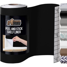 GORILLA GRIP Peel and Stick Paper, Removable Cover for Books, Shelves, Countertops, Drawers, Cabinets and Crafts, Easy Install Kitchen Decor, Shelf, Drawer, Cabinet Liners, 17.5 in x 20 FT Jet Black
