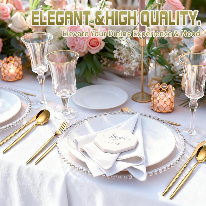 ERVILO 60-Piece Gold Silverware Set for 20, Food Grade Stainless