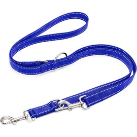 Happilax Dog Lead 2 m Adjustable – Blue/Reflective – 3-Level Adjustable Lead – Double Lead, Recall Lead – Suitable as a Dog Lead for Large Dogs or as a Recall Lead for Small Dogs